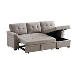 Hunter Light Gray Linen Reversible Sleeper Sectional Sofa with Storage Chaise