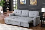 Lexi Gray Vegan Leather Modern Reversible Sleeper Sectional Sofa with Storage Chaise