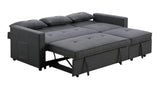 Zoey Dark Gray Linen Convertible Sleeper Sofa with Side Pocket