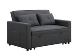 Zoey Dark Gray Linen Convertible Sleeper Loveseat with Side Pocket