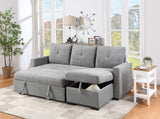 Serenity Gray Fabric Reversible Sleeper Sectional Sofa with Storage Chaise