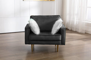 Theo Gray Velvet Chair with Pillows