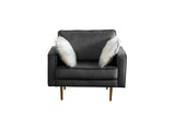 Theo Gray Velvet Sofa Loveseat Chair Living Room Set with Pillows