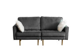 Theo Gray Velvet Sofa Loveseat Chair Living Room Set with Pillows