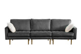 Theo Gray Velvet Sofa Loveseat Chair Living Room Set with Pillows