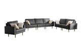 Theo Gray Velvet Sofa Loveseat Chair Living Room Set with Pillows