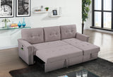 Ashlyn Light Gray Reversible Sleeper Sectional Sofa with Storage Chaise, USB Charging Ports and Pocket