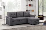 Ashlyn Dark Gray Reversible Sleeper Sectional Sofa with Storage Chaise, USB Charging Ports and Pocket