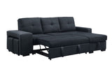 Lucas Dark Gray Linen Sleeper Sectional Sofa with Reversible Storage Chaise