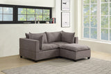 Madison Light Gray Fabric Sectional Loveseat Ottoman