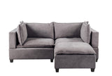 Madison Light Gray Fabric Sectional Loveseat Ottoman