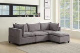 Madison Light Gray Fabric Reversible Sectional Sofa Ottoman