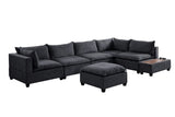 Madison Dark Gray Fabric 7 Piece Modular Sectional Sofa with Ottoman and USB Storage Console Table