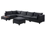 Madison Dark Gray Fabric 7 Piece Modular Sectional Sofa with Ottoman and USB Storage Console Table