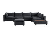 Madison Dark Gray Fabric 7 Piece Modular Sectional Sofa with Ottoman and USB Storage Console Table