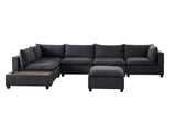 Madison Dark Gray Fabric 7 Piece Modular Sectional Sofa with Ottoman and USB Storage Console Table