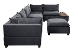 Madison Dark Gray Fabric 7 Piece Modular Sectional Sofa with Ottoman and USB Storage Console Table