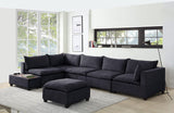 Madison Dark Gray Fabric 7 Piece Modular Sectional Sofa with Ottoman and USB Storage Console Table