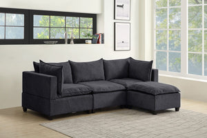 Madison Dark Gray Fabric Reversible Sectional Sofa Ottoman