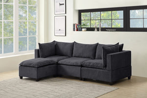 Madison Dark Gray Fabric Reversible Sectional Sofa Ottoman