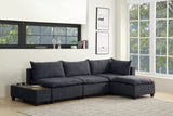 Madison Dark Gray Fabric 5 Piece Modular Sectional Sofa Ottoman with USB Storage Console Table