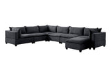 Madison Dark Gray Fabric 7 Piece Modular Sectional Sofa Chaise