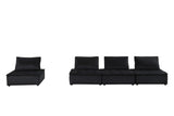 Anna Black Velvet 4-Seater Modular Sofa