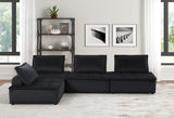 Anna Black Velvet 4-Seater Modular Sofa