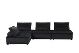 Anna Black Velvet 4-Seater Modular Sofa