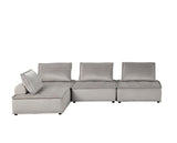 Anna Light Gray Velvet 4 Pc Modular Sofa