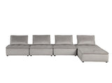 Anna Light Gray Velvet 5 Pc Sectional Sofa Ottoman