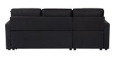 Paisley Black Linen Fabric Reversible Sleeper Sectional Sofa with Storage Chaise