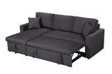 Paisley Dark Gray Linen Fabric Reversible Sleeper Sectional Sofa with Storage Chaise