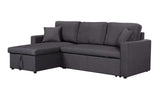 Paisley Dark Gray Linen Fabric Reversible Sleeper Sectional Sofa with Storage Chaise