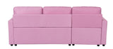 Paisley Pink Linen Fabric Reversible Sleeper Sectional Sofa with Storage Chaise