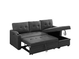 Mabel Dark Gray Linen Fabric Sleeper Sectional with cupholder, USB charging port and pocket