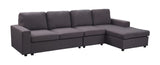 Dunlin Sofa with Reversible Chaise in Dark Gray Linen