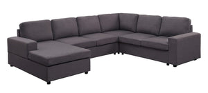 Warren Sectional Sofa with Reversible Chaise in Dark Gray Linen