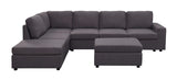 Cassia Modular Sectional Sofa with Ottoman in Dark Gray Linen