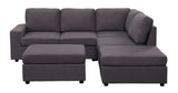 Marta Modular Sectional Sofa with Ottoman in Dark Gray Linen