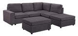 Marta Modular Sectional Sofa with Ottoman in Dark Gray Linen