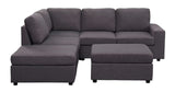 Marta Modular Sectional Sofa with Ottoman in Dark Gray Linen