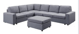 Casey Light Gray Linen 7 Seat Reversible Modular Sectional Sofa