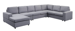 Hayden Light Gray Linen 7 Seat Reversible Modular Sectional Sofa Chaise