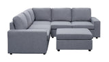 Elliot Light Gray Linen 6 Seat Reversible Modular Sectional Sofa