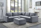 Decker Light Gray Linen 6 Seat Reversible Modular Sectional Sofa