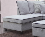 Harmony Light Gray Fabric Sectional Sofa with Left-Facing Chaise and Storage Ottoman