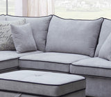 Harmony Light Gray Fabric Sectional Sofa with Left-Facing Chaise and Storage Ottoman