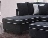 Harmony Black Fabric Sectional Sofa with Left-Facing Chaise and Storage Ottoman