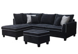 Harmony Black Fabric Sectional Sofa with Left-Facing Chaise and Storage Ottoman